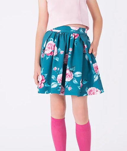 SAVAYA AZURE FLORAL SKIRT