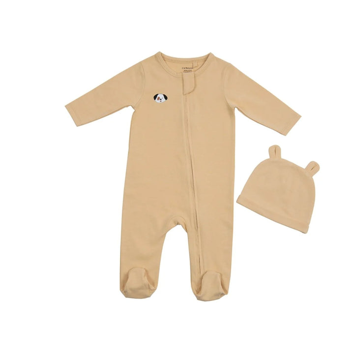ORGANIK BASKILI FERMUARLI TULUM SET LİMON (KÖPECİK)