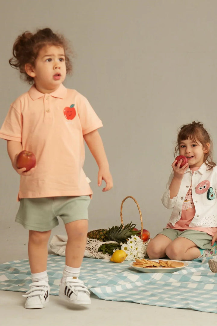 Apple Printed Polo Neck T-shirt
