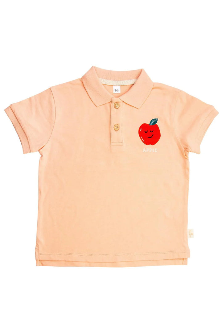 Apple Printed Polo Neck T-shirt