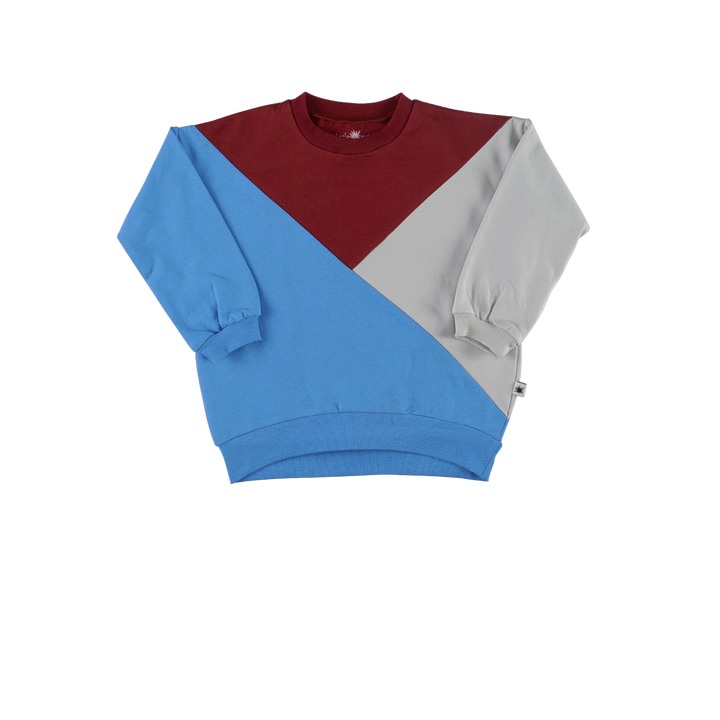 Yucca "Grow" Diagonal Sweatshirt Açık Gri - Mavi - Bordo