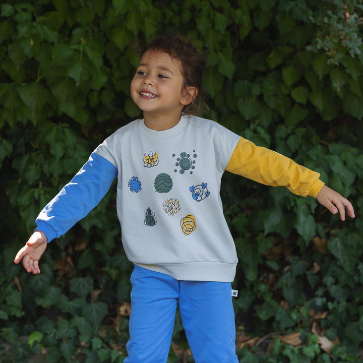 Yucca "Grow" Sweatshirt Multi Açık Gri - Mavi - Golden