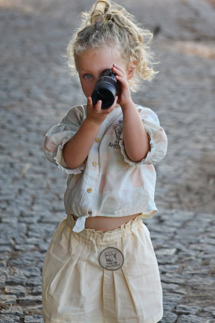 Organic Shortbread ‘Map’ Pleated Skirt