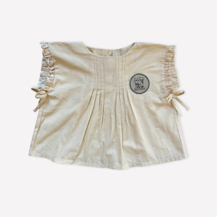 Organic Shortbread ‘Map’ Pleated Blouse