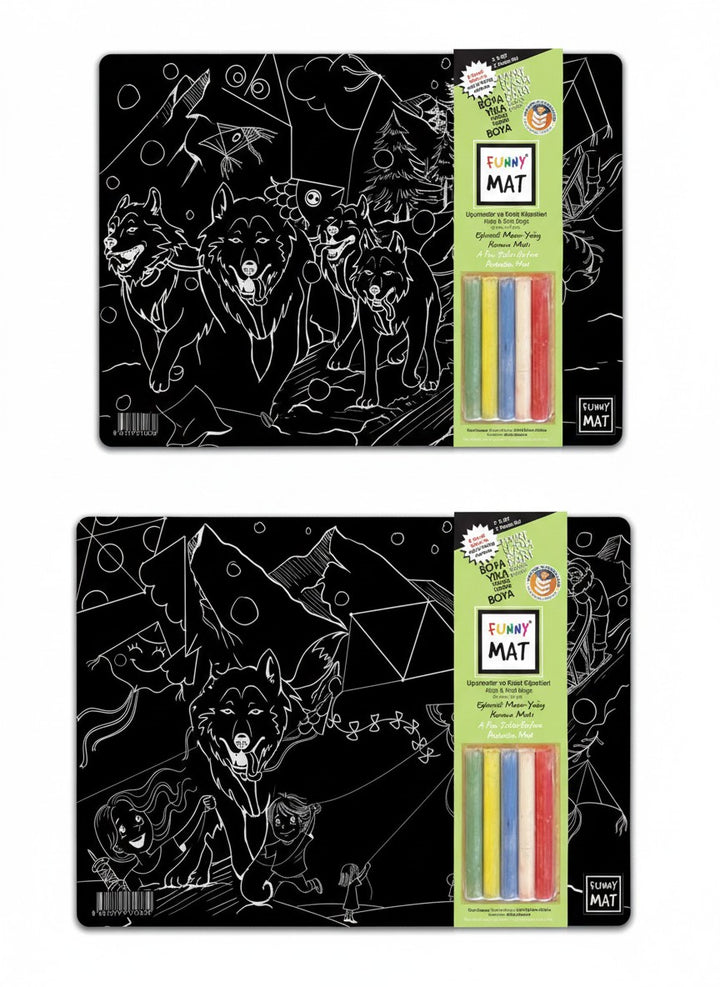 FUNNY MAT 2Lİ SET SLED DOGS &amp; KITES 25X35CM 2 PAKET WİTH 5 &