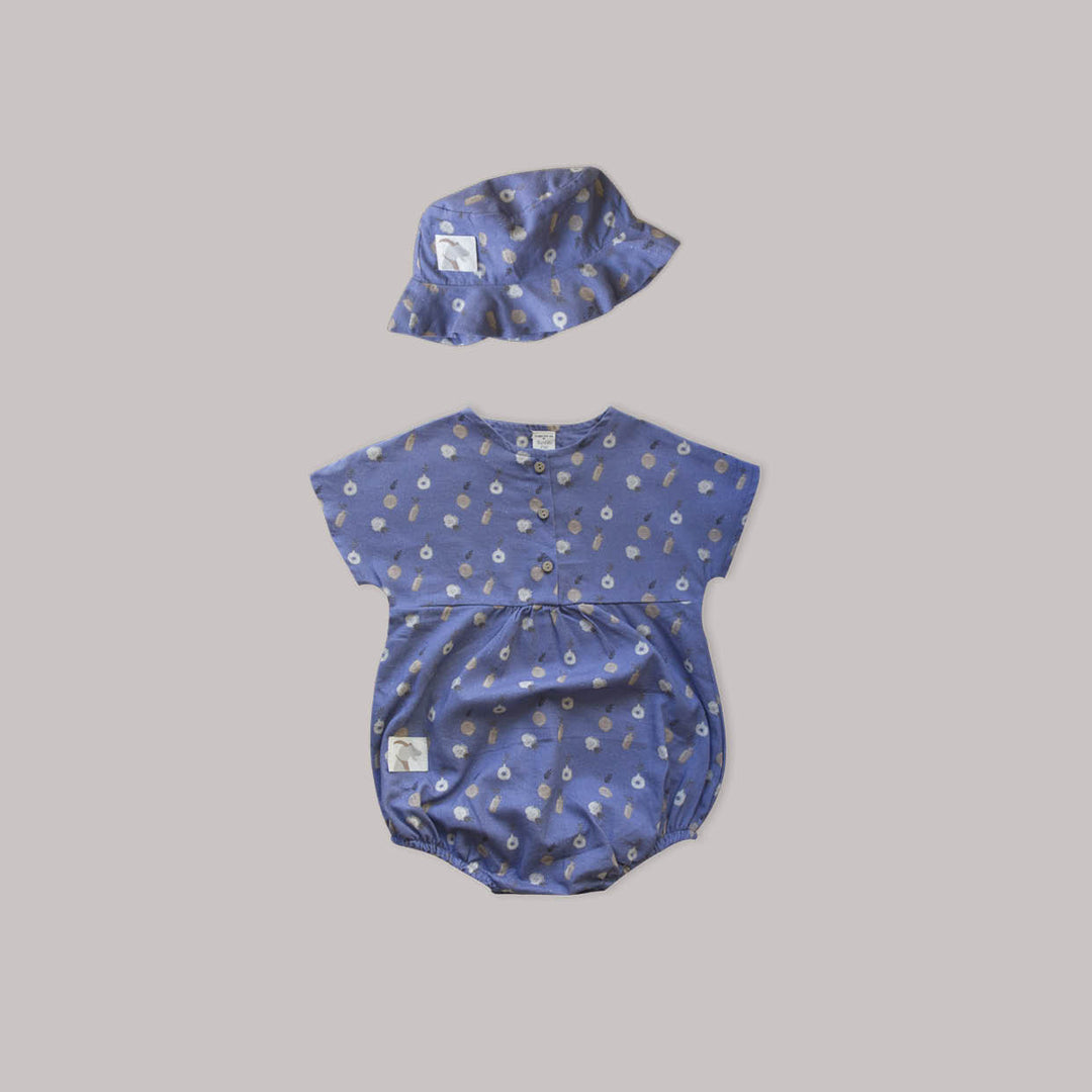 DOUBLE SIDED BLUE ICE ’PLANT CERAMICS’ WOVEN SUN HAT