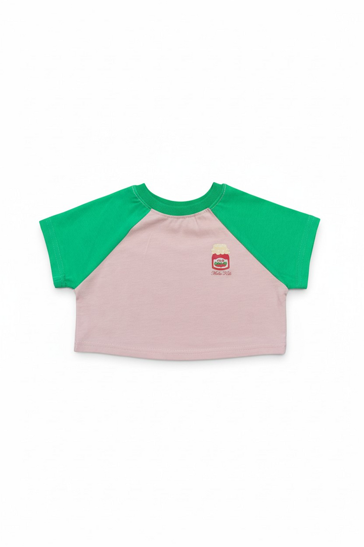 JAM Kontrast Detaylı Kız Çocuk Oversize Crop Tişört