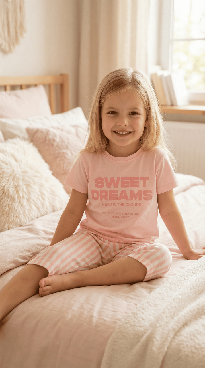 Vitmo Pembe %100 Pamuk Kapri Pijama Takımı Sweet Dreams