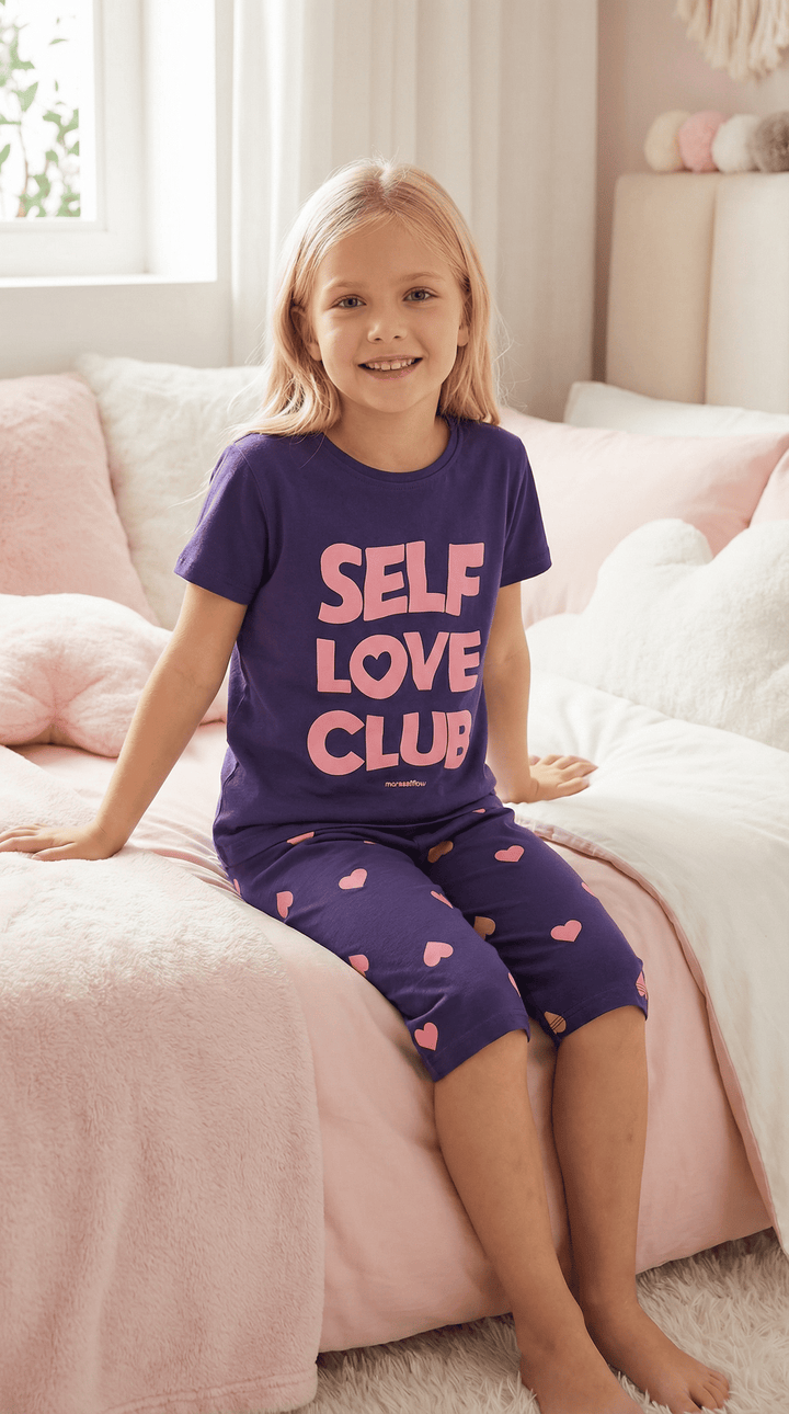 Vitmo Lacivert %100 Pamuk Kapri Pijama Takımı Self Love