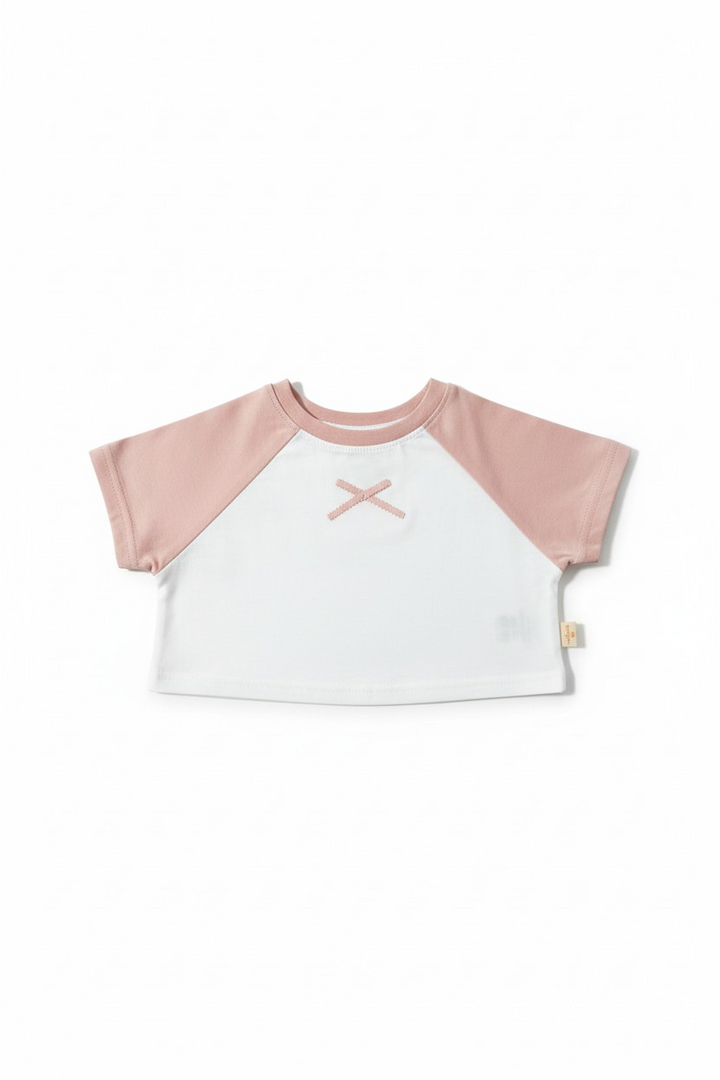Kurdela Detaylı Kontrast Oversize Crop Tişört