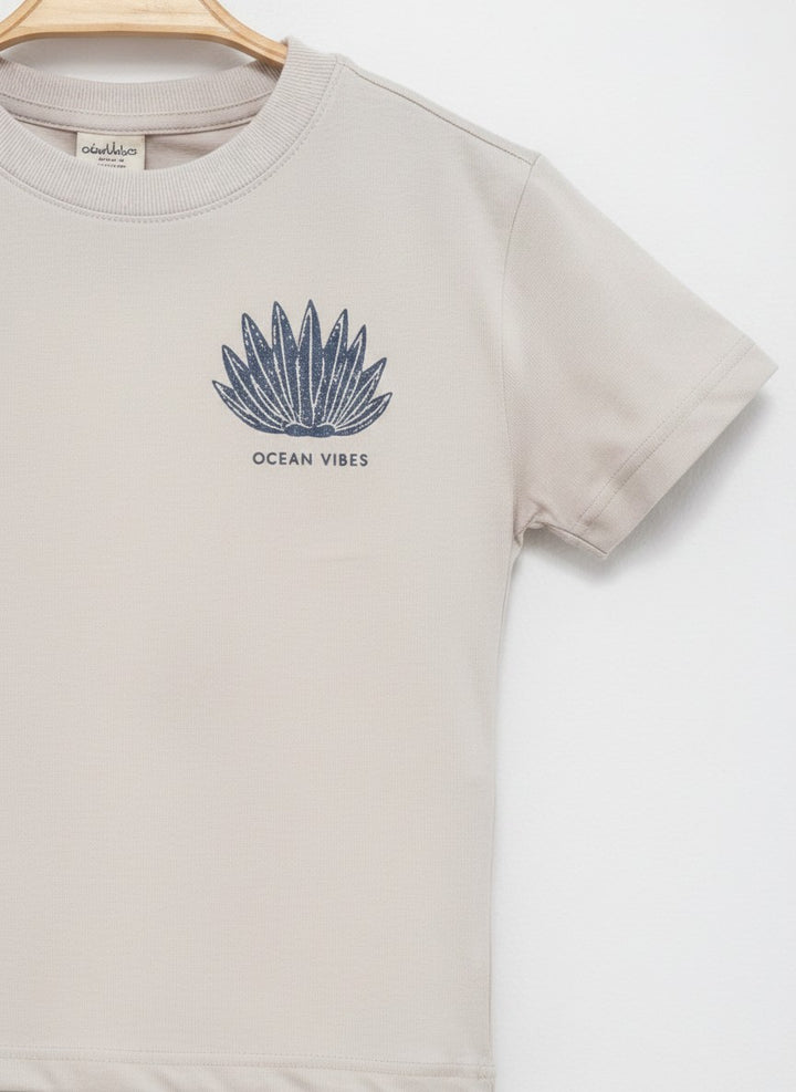 Ocean Vibes T-Shirt Bej 3407-2