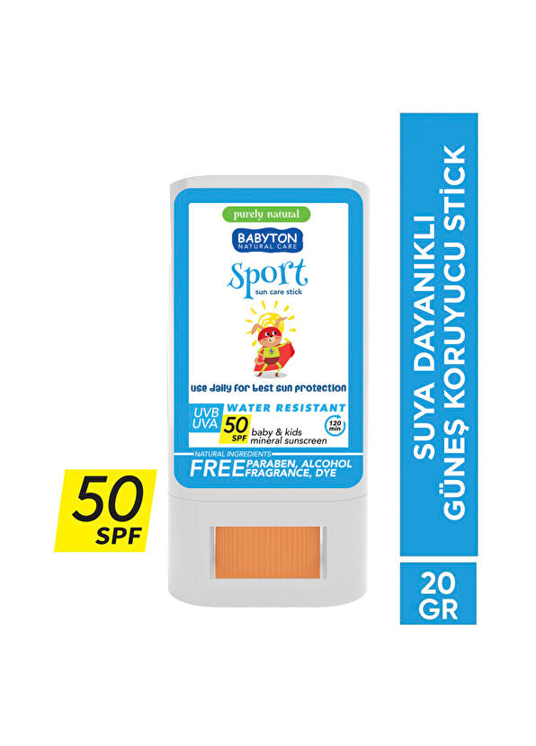 Bebek &amp; Çocuk Suya Dayanıklı Doğal Güneş Koruyucu Stick 50 SPF 20 gr