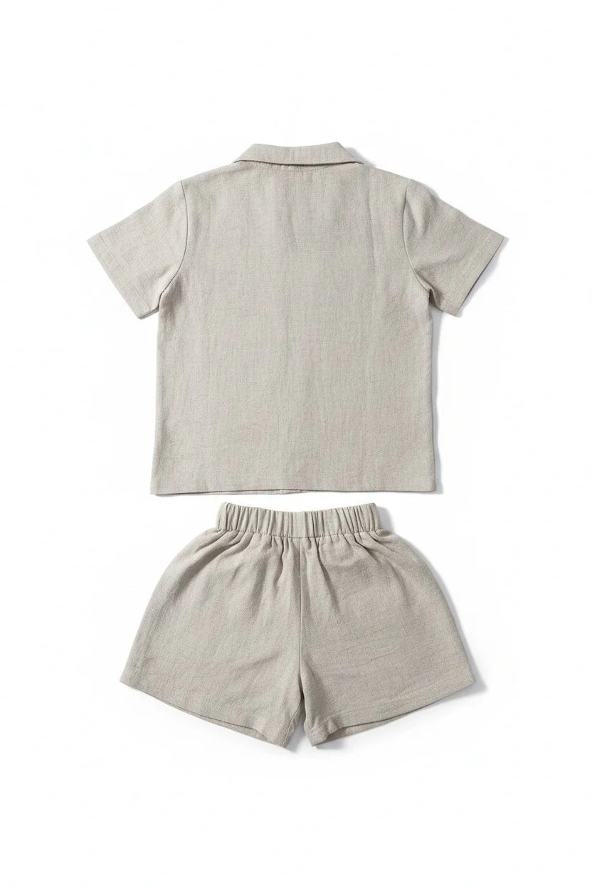 Miela Kids Palm Life Keten Gömlek ve Şort Takım