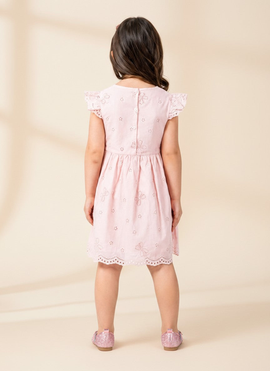 Soft Şeker Pembe Kol Detaylı Elbise 30153