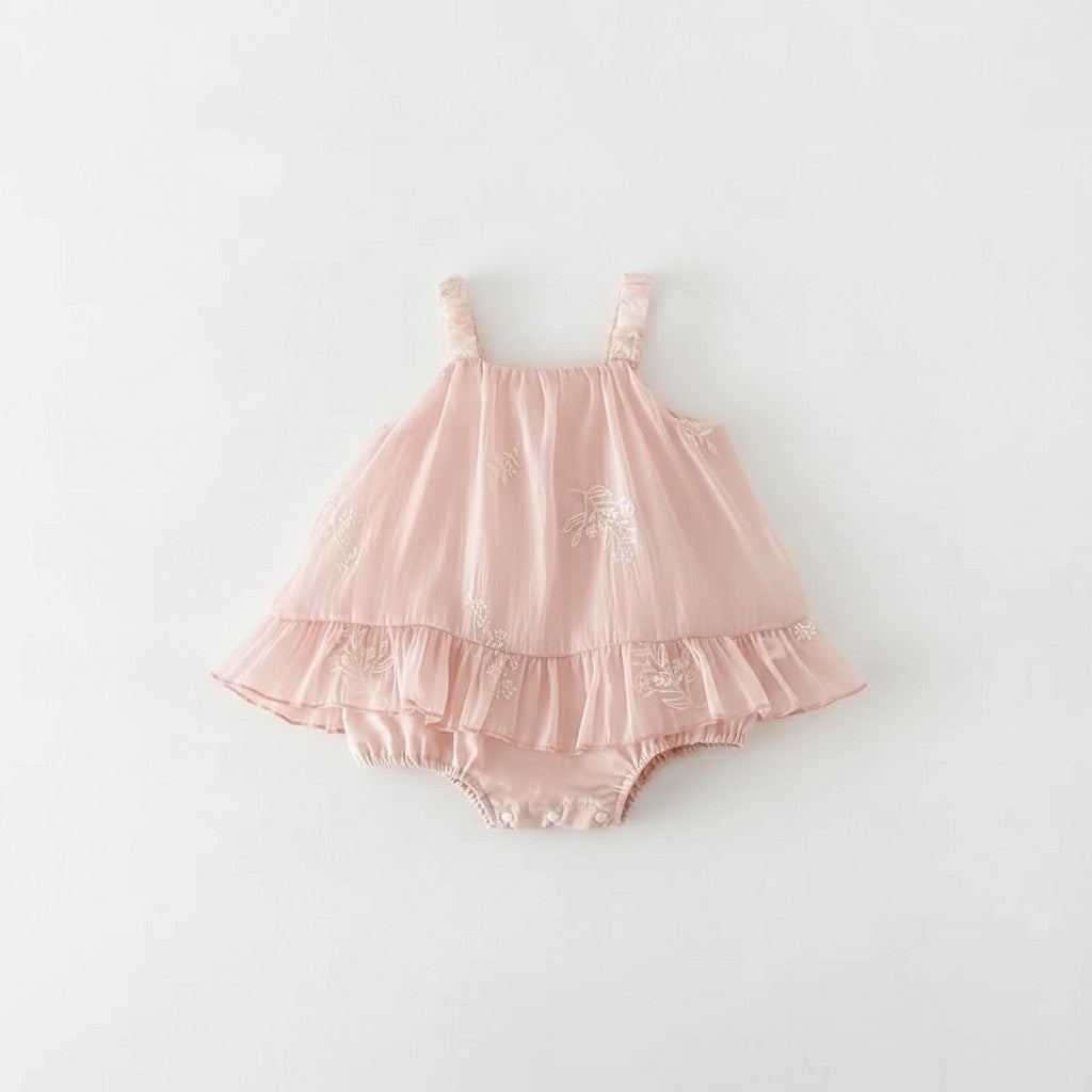 Petits Nobles Rosalie Embroidered Romper