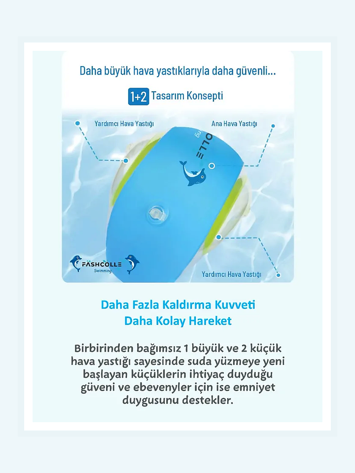 FASHCOLLE YUVARLAK YÜZME YARDIMCISI ŞİŞME DENİZ KOLLUĞU (L) 3-14 YAŞ