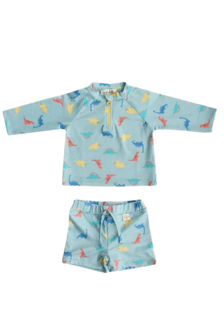 UV Korumalı Alt Üst Erkek Bebek Set Dinoland Mint