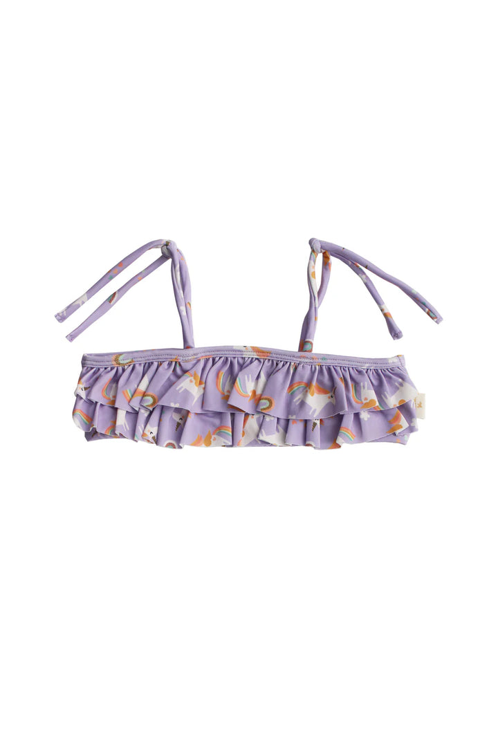UV Korumalı Ruffle Bikini Set Rainbow Unicorn Lilac